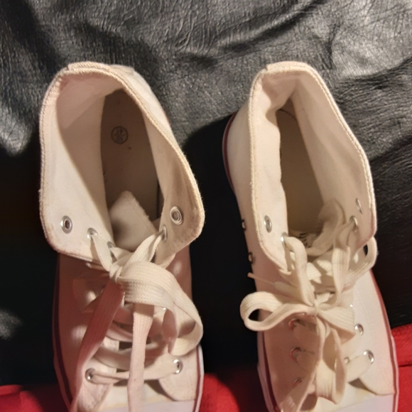 Classic White High-Top Sneakers No Label Size 10 - Picture 7 of 7